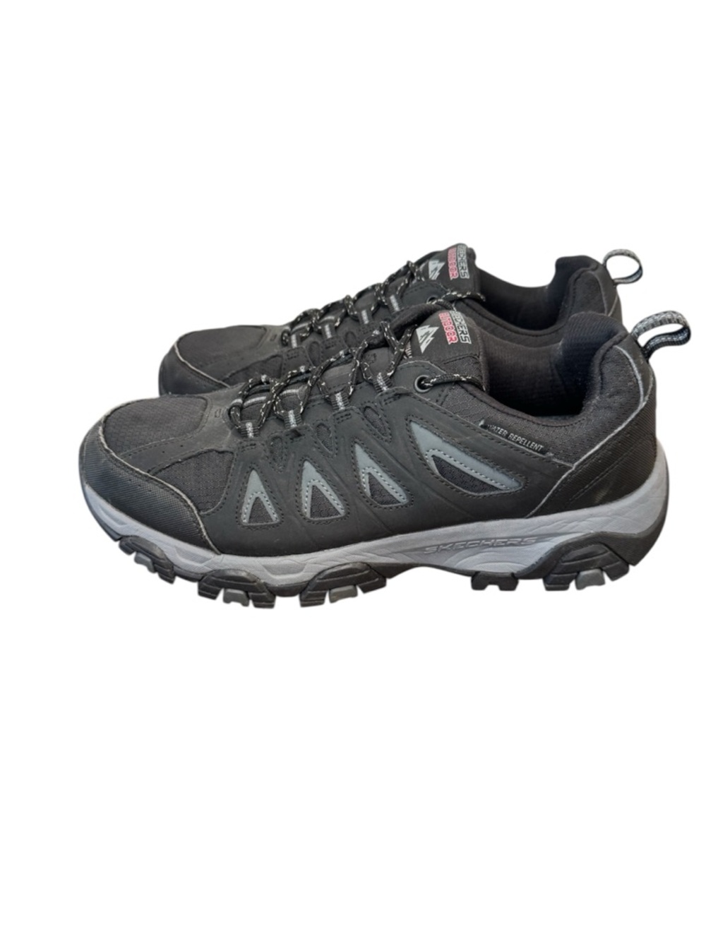 Skechers Outdoor Hiking Shoes Waterproof Memory Foam Black Mens Sz 10 Wide Fit